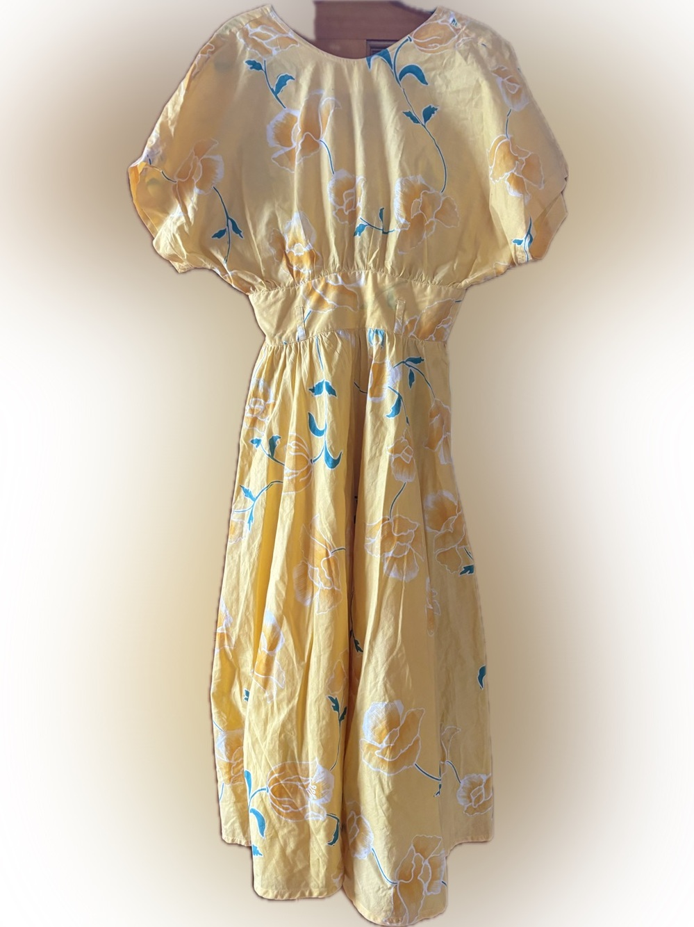 Vintage Yellow Floral Summer Dress